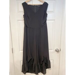 NEW Lily Black Wide Ruffle Crop Leg Sleeveless Gauzy Jumpsuit XL Designer Chic
